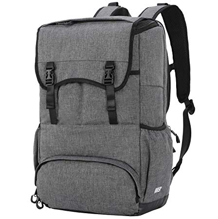 MIER Double Decker Insulated Backpack Cooler with Laptop Compartment Large Soft Leakproof Lunch Cooler Bag for Men Women to Picnics, Work, Travel, Hiking, Fishing, Beach Trip, Light Grey