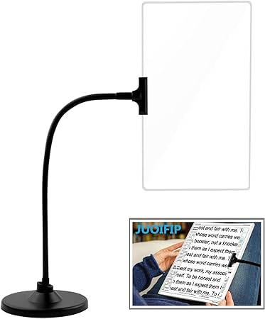 4X Magnifying Glass with Stand, 25x15cm Flexible Gooseneck Full-Page Magnifying, Large Page Magnifier for Reading Small Prints & Low Vision Seniors with Aging Eyes, Black