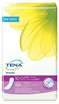 TENA Incontinence Pads for Women, InstaDRY Heavy, Long, 10 Count