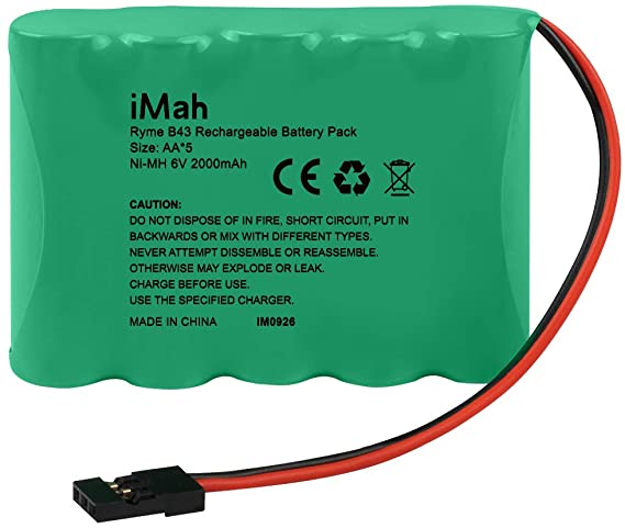 iMah 6V AA Battery Pack 2000mAh High Capacity Ni-MH Rechargeable with Hitec Plug Receiver RX Battery for RC Airplanes/RC Aircrafts and More