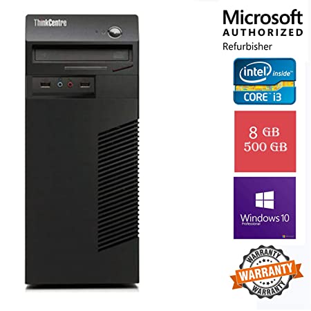 (Renewed) Lenovo ThinkCentre M71E Desktop (Core I3 3.3 Ghz, 8 GB RAM/ 500 GB HDD/ Win 10 Pro, MS Office/ Intel H61 Express/ USB, Ethernet,VGA,Display Port,Audio, Black