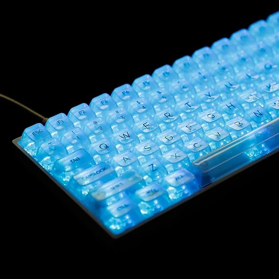 YMDK 131 Crystal PC Backlit Keycaps UV Print MDA Profile Shine Through Similar to OEM Profile for MX Mechanical Keyboard 104 96 87 84 68 64 61