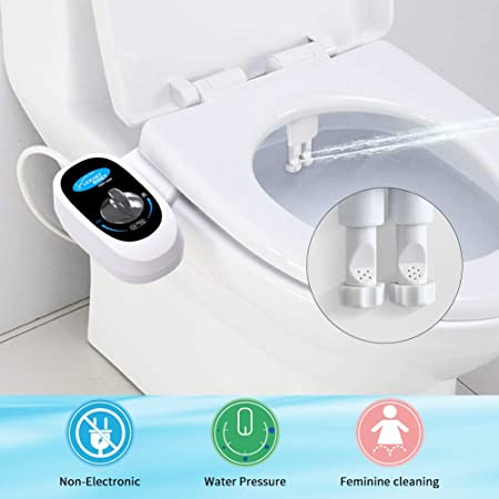 Bidet Attachment for Toilet,Cold Self-Cleaning Nozzle and No-Electric Toilet Seat Attachment,Save Toilet Paper,Female Cleaning,Easy to Install