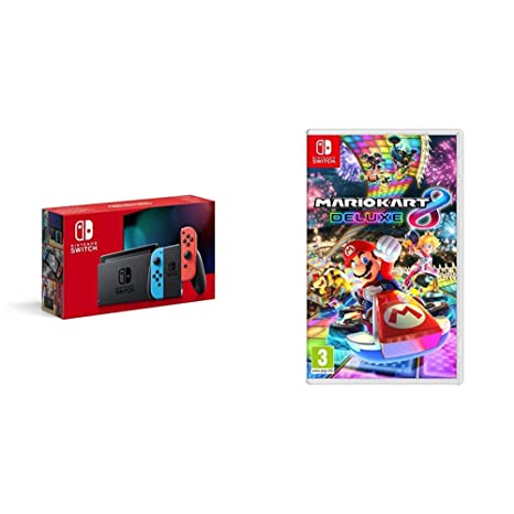 Nintendo Switch - Neon Red/Neon Blue   Mario Kart 8 Deluxe