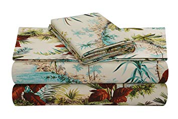 TRIBECA LIVING PARAISL4PSSQU Extra Deep Pocket Sheet Set Queen Paradise Island Multi