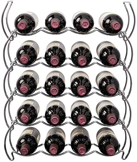 Hahn StackRack Stackable Wine Rack Holds up to 20 Bottles up to 1.5L, 5-Tier, Chrome