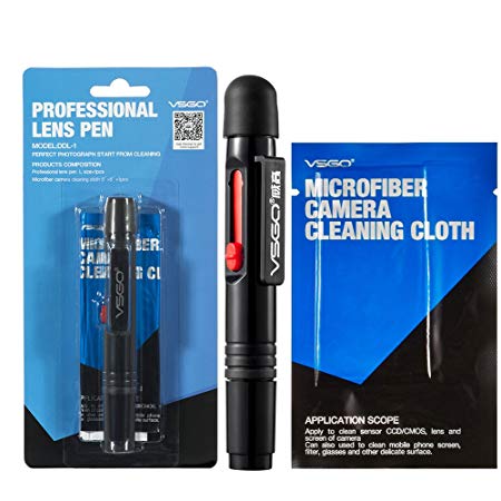 VSGO DDL-1 Professional Lens Cleaning Pen Kit Microfiber Cloth for Digital Camera, Black