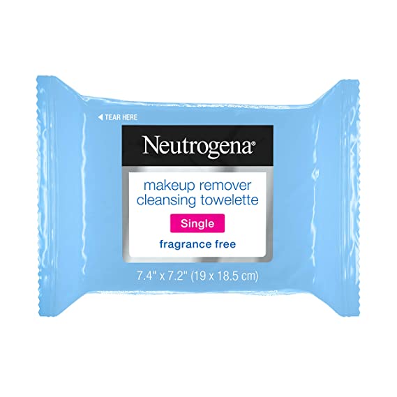 Neutrogena Fragrance-Free Makeup Remover Cleansing Towelette Singles, Individually-Wrapped Daily Face Wipes to Remove Dirt, Oil, Makeup & Waterproof Mascara for Travel & On-the-Go, 20 ct (Pack of 6)