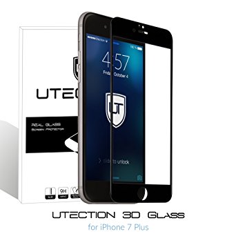 UTECTION iPhone 7 Plus screen protector tempered glass "Glass" - FULL SCREEN protection 3D Touch - Ultra-clear & thin premium glass protector guard for iPhone 7 Plus Film - 9H Hardness | Black