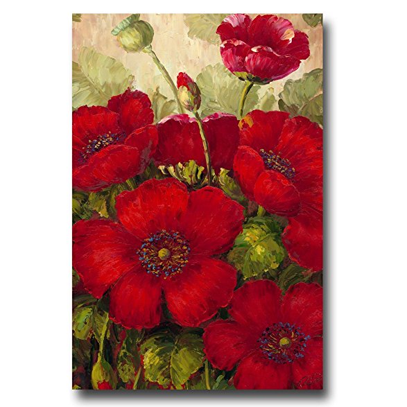 Poppies II by Master's Art, 16x24-Inch Canvas Wall Art