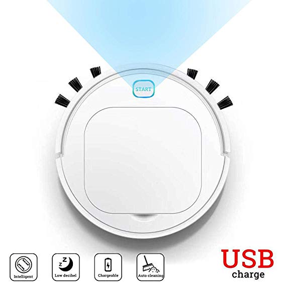 Robot Vacuum Cleaner, Lesgos 3 in 1 Automatic Smart Sweeping Machine with Mopping&Sweeping Avoidance Obstacles Strong Suction Super Quiet Floor Sweeper for Pet Hair,Hard Carpets,Tile (White 1)