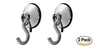 Bracketron Heavy Duty Vacuum Suction Cup MightyHooks Specialized for Many Surfaces - Kitchen, Bathroom & Home or Auto Organization (2 Pack)(Large/Chrome)