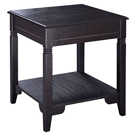 Giantex Modern End Table Night Stand With Storage Shelf Durable For Home Living Bedroom Room, Black