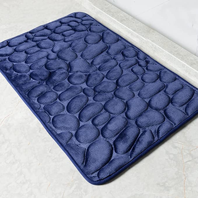 SHANNA Bath Mat for Bathroom Rug Non Slip Soft and Cozy, Super Absorbent Water, Machine Washable, Easy Dry Thick Plush Carpet for Tub, Shower，Bedroom and Bath Room Floor Mats(Navy 20"x32")