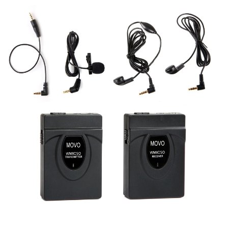 Movo 2.4GHz Wireless Lavalier Microphone System (164' Range) for Canon EOS 1D-X MK I&II, 5D MK I, II, III, 5DS R, 6D, 7D MK I II, 60D, 70D, 80D, Digital Rebel T6S, T6i, T5i, T4i, T3i, T2i DSLR Cameras