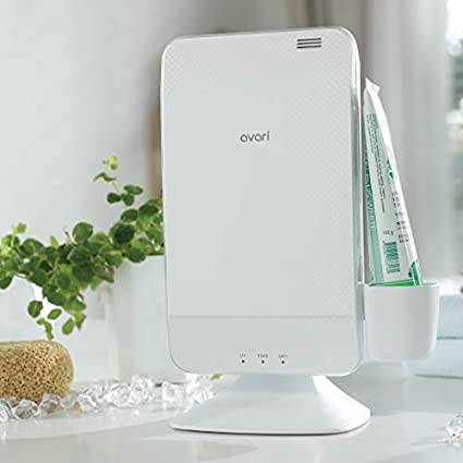 Avari Premium Toothbrush Sanitizer, Antibacterial Germ Free Sterilizer for Toothbrush and Razor Hygiene, with Stand and Wall Mount, AC Adapter Plus Toothpaste Holder - Pearl White