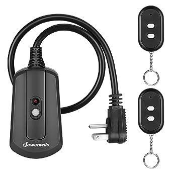 DEWENWILS Remote Control Outlet with 2 Wireless Remotes, Weatherproof Remote Control Light Switch, 15 Amp Heavy Duty 2 FT Long Extension Cord, 100 FT, No Interference, UL Listed