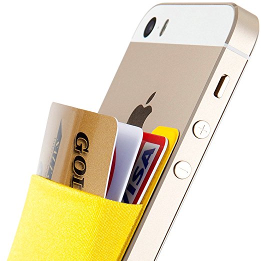 Card Holder, SINJIMORU Stick-on Wallet functioning as Credit Card Holder, Credit Card Wallet, Card Case, Phone Wallet and Credit Card Holder for iPhones / Phones. Sinji Pouch Basic 2, Yellow.