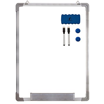 Whiteboard Set - Dry Erase Board 24 x 18 "   1 Magnetic Dry Eraser, 2 Dry-erase Black Marker Pens And 2 Magnets - Small White Hanging Message Scoreboard For Home Office School (24x18" Portrait)