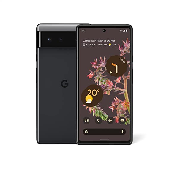 Google Pixel 6 5G 128GB 8GB RAM Factory Unlocked (GSM Only | No CDMA - not Compatible with Verizon/Sprint) International Version - Stormy Black