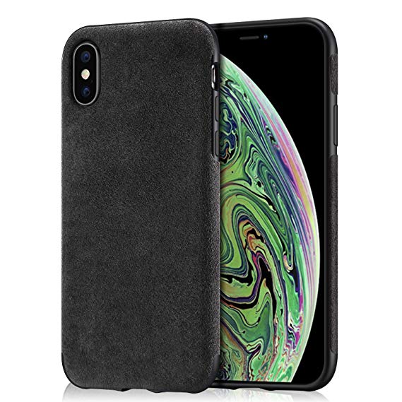 Mthinkor Compatible with iPhone Xs Max Case Luxury Slim Case Made of Alcantara Material (Black)