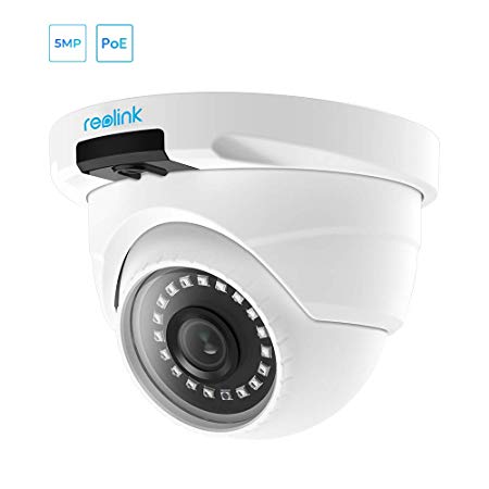 REOLINK Outdoor Security Camera PoE 5-Megapixels Work with Google Assistant, Night Vision Motion Detection Video Surveillance with Audio