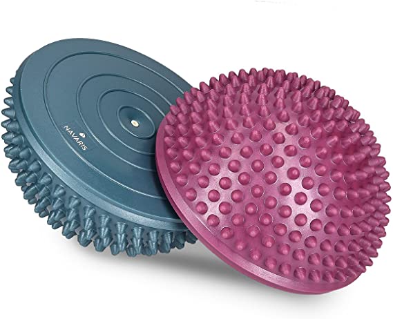 Navaris 2X Hedgehog Balance Pods - Set of 2 Spiky Fitness Domes for Sports, Foot Massage, Stability Training, Balancing Therapy in Multiple Colors