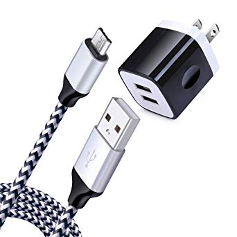USB Charging Block, Android Phone Cable Cord NINIBER 2.1A Charging Box Brick with 6Ft Micro USB Charging Cable Android Power Cord and Dual USB Wall Charger Compatible for Samsung Galaxy S7 S6 J7