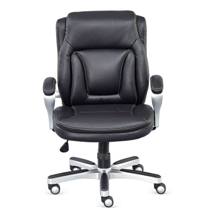 Petite Low Height Computer Chair in Black Faux Leather with Memory Foam - Status Collection