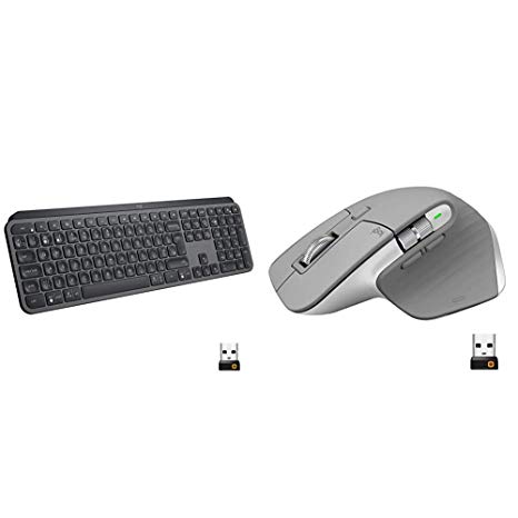 Logitech MX Keys Advanced Wireless Illuminated Keyboard - Graphite Bundle with Logitech MX Master 3 Advanced Wireless Mouse - Mid Grey