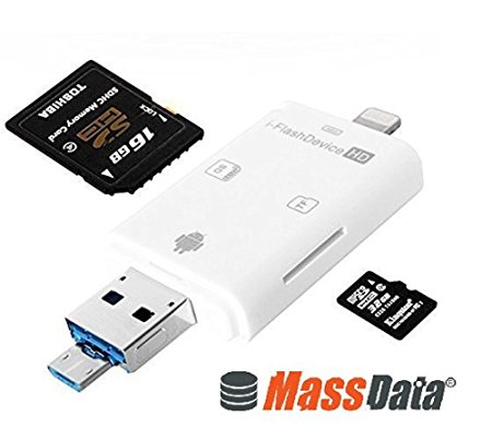 Massdata iFlashDrive Lightning iphone flash drive USB SDHC Micro SD OTG Card Reader For IOS 9 iPhone 5 6 6S Plus iPad PC & Android