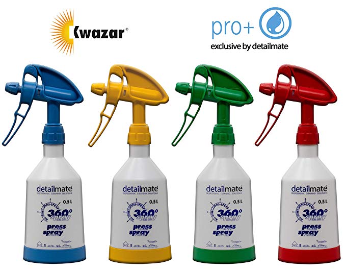 4x Kwazar Mercury Pro   Viton 360 Degree Spray Bottle 0.5 Litres in 4 Colours