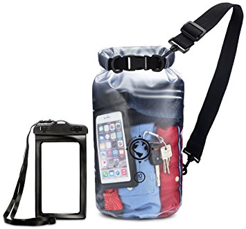 Earth Pak Dry Bag and Waterproof Phone Case - 10L / 20L - Transparent So You Can See Your Gear - Keep Your Stuff Safe and Secure While Kayaking, Camping, Boating, Fishing, Hunting