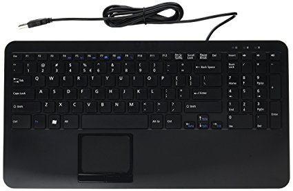 Perixx PERIBOARD-519H US, Wired USB Keyboard with Touchpad - 14.88"x7.76"x1.02" Dimension - Built-in Numeric Keypad - Silent X Type Keys