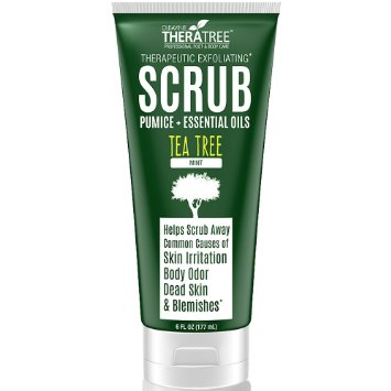 Tea Tree Oil Exfoliating Scrub with Activated Charcoal, Neem Oil & Natural Pumice by Oleavine TheraTree
