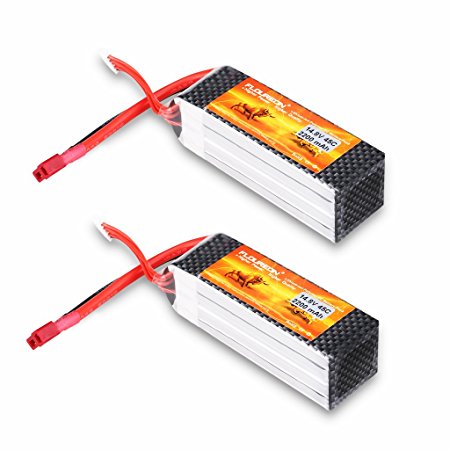 Floureon 2Packs 4S 14.8V 2200mAh 45C Lipo Battery 3.621.680.70 inch for RC Quadcopter Airplane Helicopter Car Truck Boat Hobby (Deans T Plug)