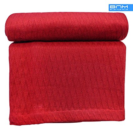 Diamond Twin/Twin XL Cotton Throw Blanket, Breathable Thermal Bed/Sofa Blanket Couch, Snuggle in these Super Soft Cozy Cotton Blankets - Perfect for Layering any Bed, Burgundy