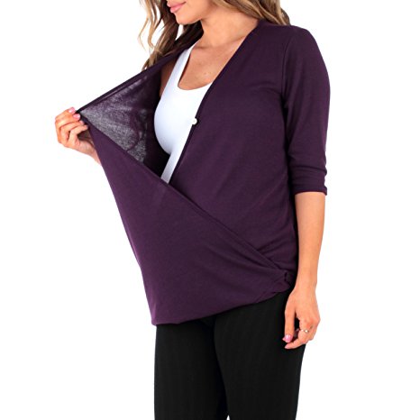 Women's Hacci Criss Cross Maternity and Nursing Wrap Tunic by Mother Bee - Made in USA