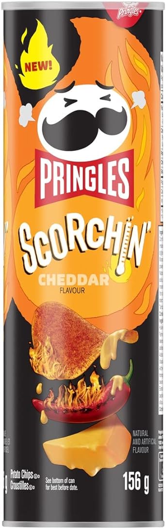 Pringles Scorchin’ Cheddar Flavour Potato Chips 156 g