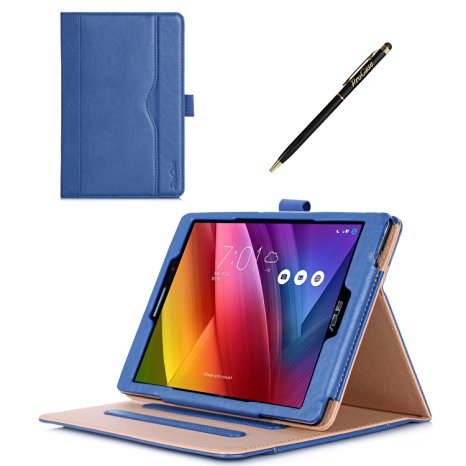 ProCase ASUS ZenPad S 8.0 Z580C Case (2015 ZenPad Z580C,Z580CA) with bonus stylus pen - Stand Cover Folio Case for ASUS ZenPad S 8.0 Z580C, Multiple Viewing angles, Document Card Pocket (Navy Blue)