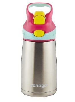 Contigo Autospout Striker Chill Stainless Steel Kids Water Bottle, 10-Ounce, Cherry Blossom