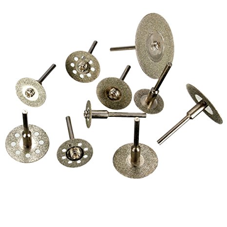 Ocr TM 10X 1/8" Carbon steel Diamond Saw Cut Off Discs Wheel Blades Rotary Tool Set Shank for Dremel