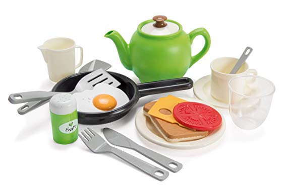 Dantoy Green Garden Breakfast Set, Role Play Tea and Food Set with 18 Pieces Pretend Play Toys for Kids