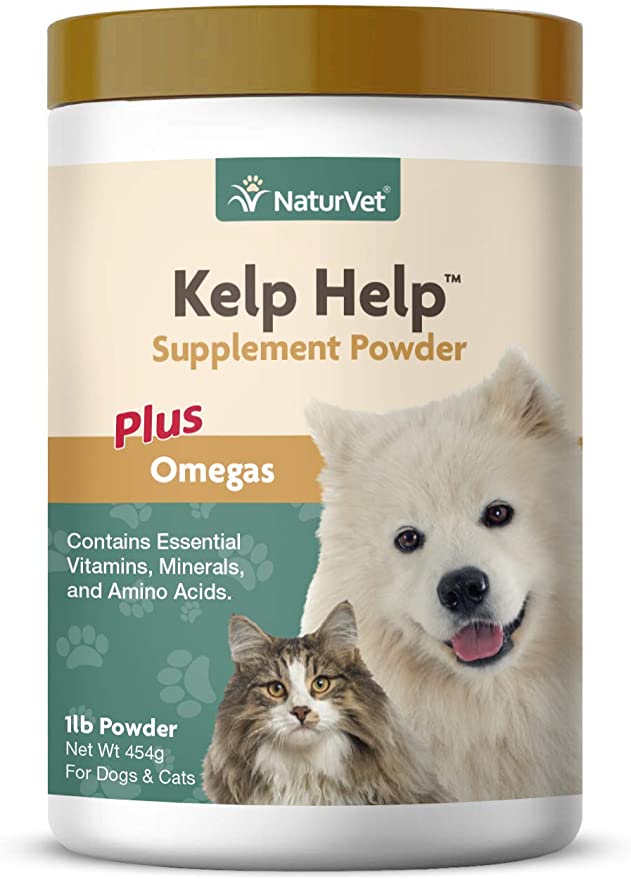 NaturVet Kelp Help Plus Omegas for Dogs and Cats, 1 lb Powder, Made in USA