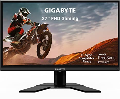 GIGABYTE G27F 27" 144Hz 1080P Gaming Monitor, 1920 x 1080 IPS Display, 1ms (MPRT) Response Time, 95% DCI-P3, FreeSync Premium, G-Sync Compatible Ready, 1x Display Port 1.2, 2X HDMI 1.4, 2X USB 3.0