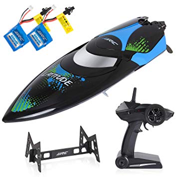 SGILE Remote Control Boat, 25 KM/H RC Racing Boat with 2 Free Batteries, 2.4 GHZ High Speed Boat Toy for Pool Sea ,Black