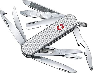 Victorinox Mini Champ Silver Alox - Swiss Army Pocket Knife 58 mm - 14 Tools, Gray