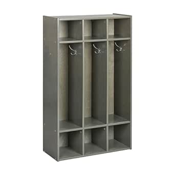 ECR4Kids Streamline 3-Section Coat Locker, Classroom Furniture, Grey Wash