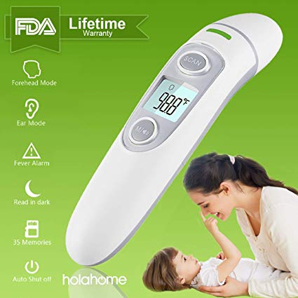 Baby Thermometer for Fever Forehead & Ear Thermometer for Infrared Digital Medical Infant Thermometer with 3 Mode for Kids Baby Infants Toddler and Adults, FDA Certificated (White)