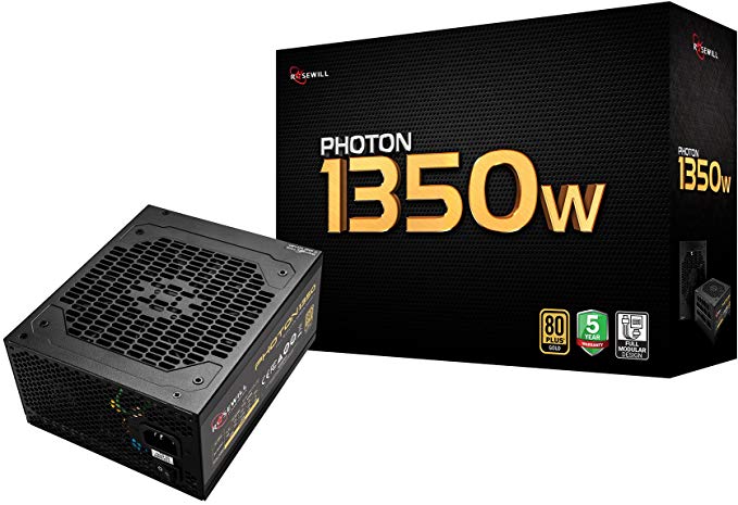 Rosewill Computer Gaming Power Supply, Fully Modular 80 Plus Gold 1350W PC Desktop PSU, Silent 135mm Fan, ATX12V/EPS12V, SLI & Crossfire Ready - Photon 1350